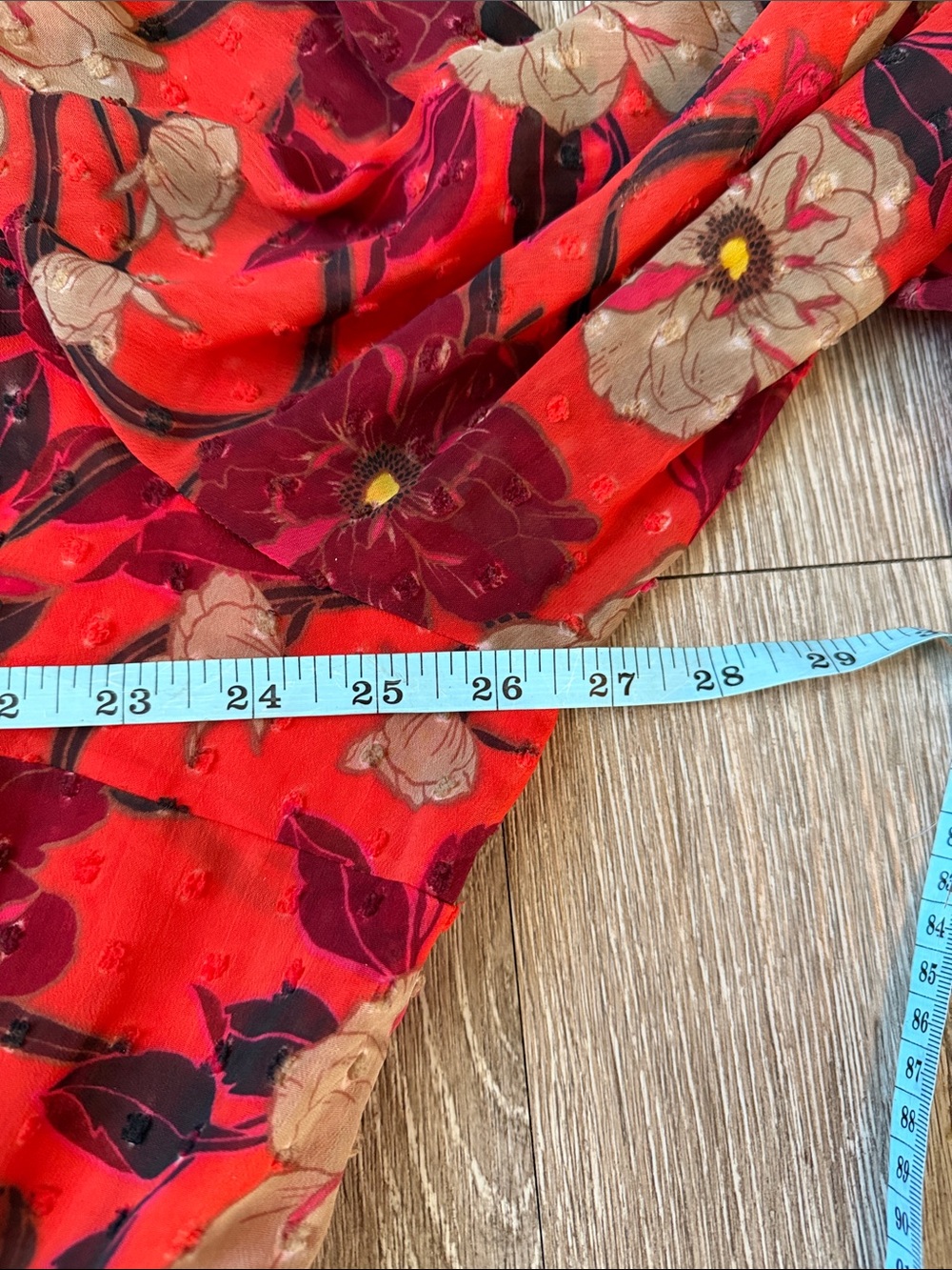 Torrid mini clip dot red dress floral print mock neck pockets size 3 - Picture 4 of 7